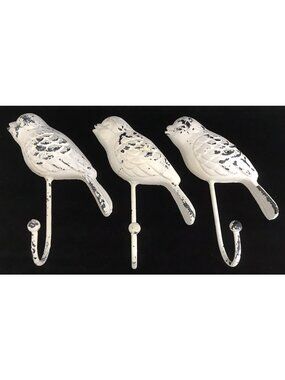 Vintage Cast Iron Bird Wall Hanging Hooks Set Of 3 for Coats Hats Pans